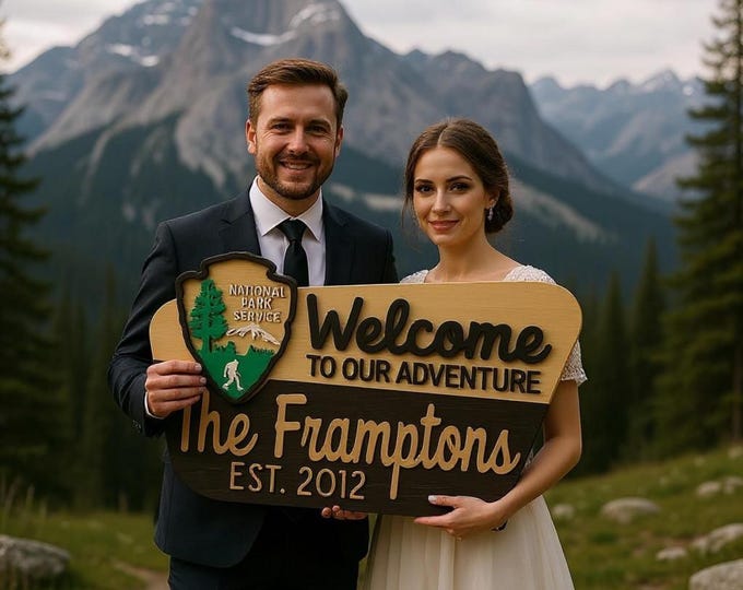 Personalized National Park Sign: Engraved Wood, Cabin Decor