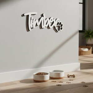 Personalized Dog Name Sign With Paw Bone | Custom Wooden Pet Name Sign ...