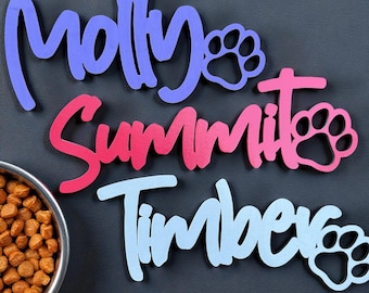 Letrero personalizado con nombre de perro y hueso de pata / Letrero de madera personalizado con nombre de mascota / Decoración de pared con nombre de perro / Regalo para perro