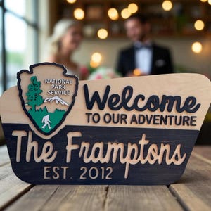 Personalized National Park Sign – Family Name, Hiker Gift, NPS– Welcome Sign for Wedding, Birthday Gift, RV, Adventure Decor, Cabin Wall Art