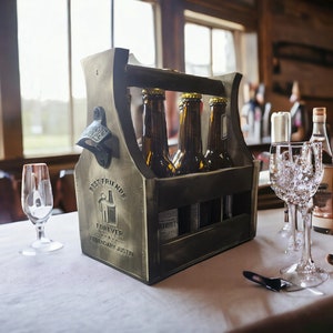Personalized Name Beer Caddy - Wedding Gift Beer Caddy - Wood Beer Caddy - 6 Bottle Holder - Laser Engraved - Beer Lover Gifts - Groomsman
