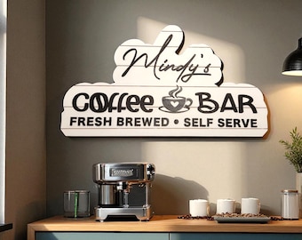 Personalized Coffee Bar Sign: 3D Lettering, Farmhouse Decor