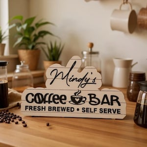 Personalized Coffee Bar Sign: 3D Lettering, Farmhouse Decor