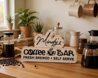 Personalized Coffee Bar Sign: 3D Lettering, Farmhouse Decor