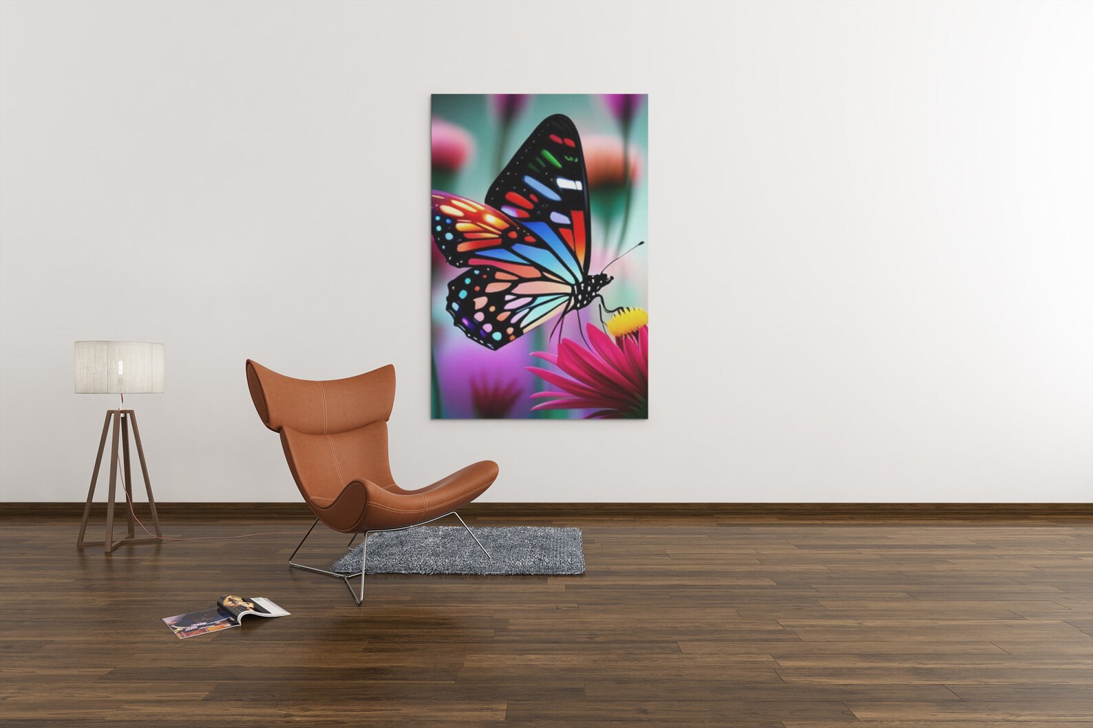 Colorful Flower With Butterflies Canvas Wall Art Design Poster Etsy