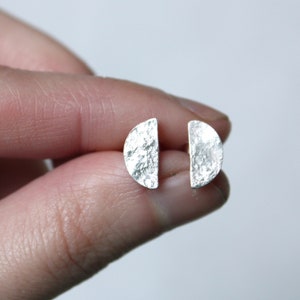 tiny moon earrings, the most discreet earrings made with sterling silver