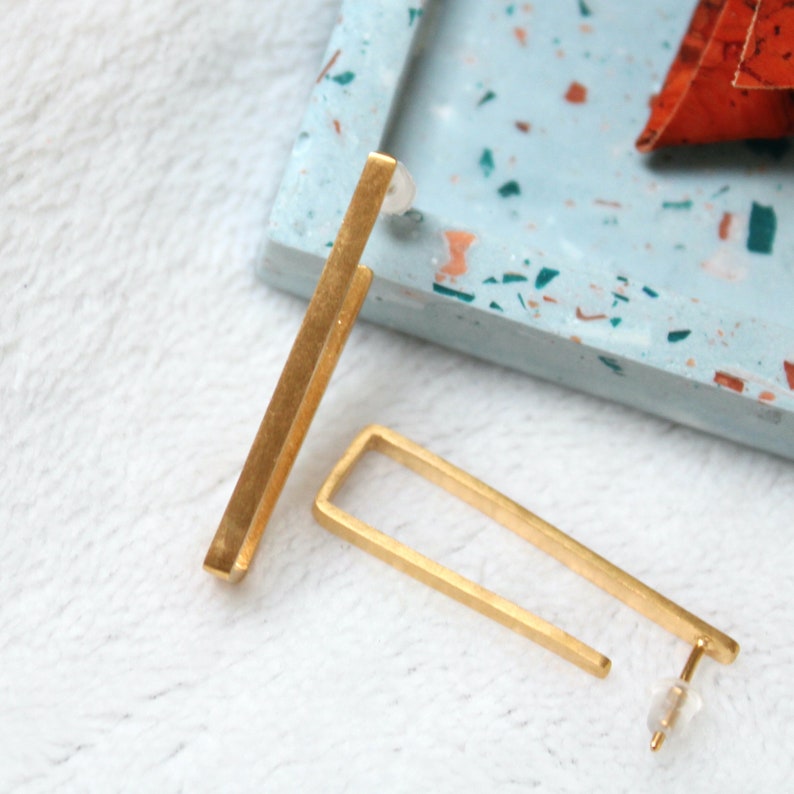 Gift for Her Modern Earrings Statement Earrings Square Hoop Earrings Simple Hoop Earrings Gold Hoop Earrings Minimalist Jewellery