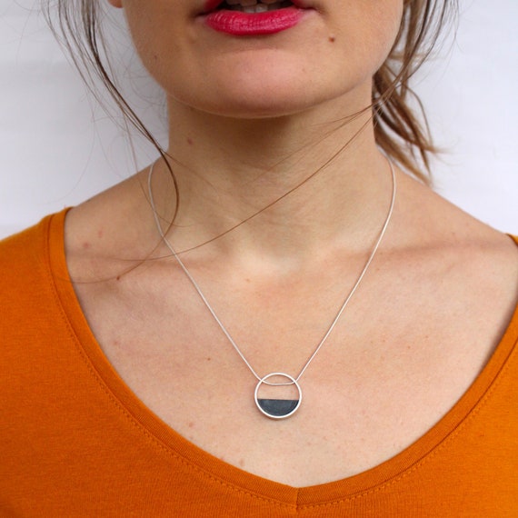 Half Circle Necklace Sterling Silver 