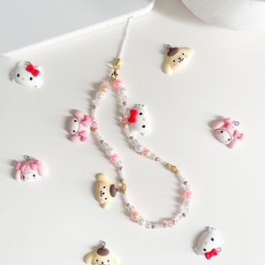 Showkanbay Phone Charms Strap,Pink Cute, Aesthetic Love Phone Chain Girl,  Pearl Beaded Phone Lanyard Jewelry(strawberry)