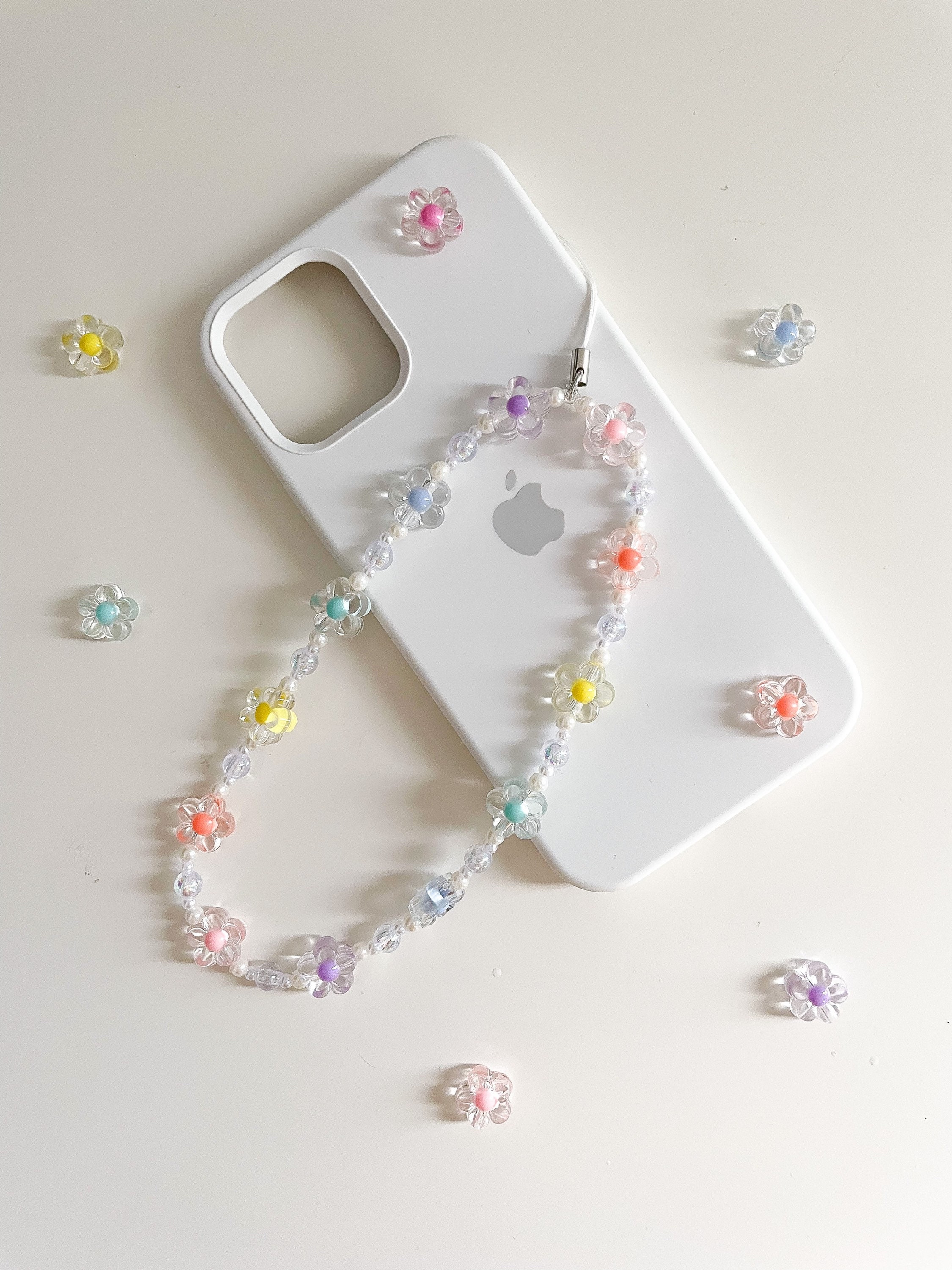 Rainbow Flower Phone Strap/ Flower Phone Charm/ Pearl Beaded - Etsy
