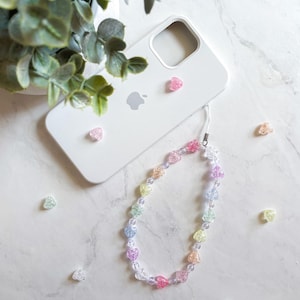 Rainbow Heart Phone Charm/ Love Beaded Phone Strap/ Y2K Phone Accessories/ Gifts for Best Friends