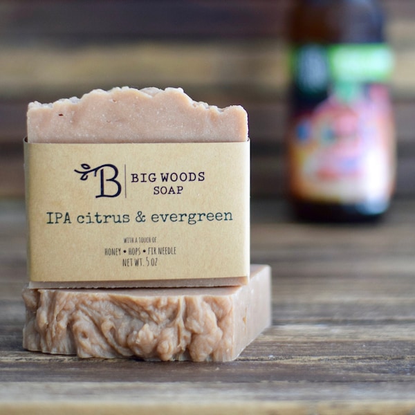 Beer Soap - IPA Citrus Evergreen NY State Craft Beer - IPA beer soap - Goat milk beer soap