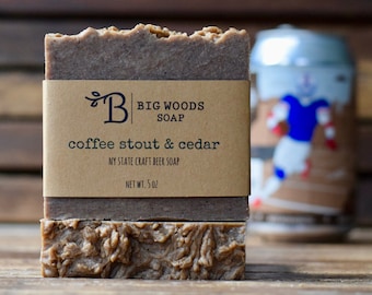 Beer Soap - Coffee Stout & Cedar  - NY State Craft Beer Soap - Greek yogurt and beer soap -  Craft beer lover's gift idea