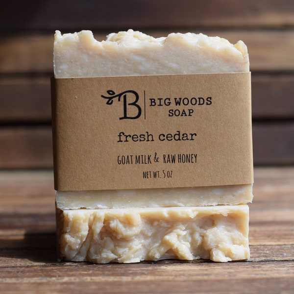 Fresh Cedar - Goat Milk and Raw Honey Soap - Large 5oz bar - Men's gift idea - Fall gift idea - cedar lavender orange soap