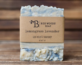 Lemongrass Lavender Greek Yogurt Soap - Large 5oz bar - fast shipping - eco-friendly packaged gift idea