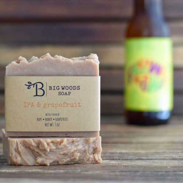 Beer Soap - IPA & Grapefruit - NY State Craft Beer - Goat milk and beer soap - Men's gift idea craft beer lover's gift idea