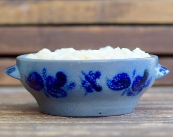 Solid Dish Soap - Vintage double handle bowl - Citrus Lemongrass  - Unique vintage blue salt glaze   kitchenware 11oz -
