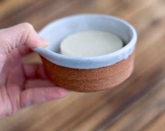 Handmade Pottery Shaving Soap Bowl & Brush Set: Natural Shave Soap