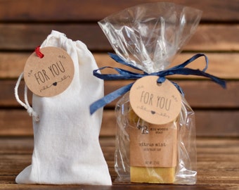 DIY Soap Gift Kit - Holiday Scents - Six half bars with gift bags for gifting - 5 dollar gifts