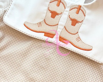 Longhorn Cowboy Boot Vintage Stitch Machine Embroidery Design