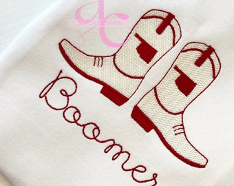 Oklahoma Cowboy Boot Vintage Stitch Machine Embroidery Design