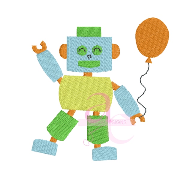 Birthday Robot Mini Fill Machine Embroidery Design