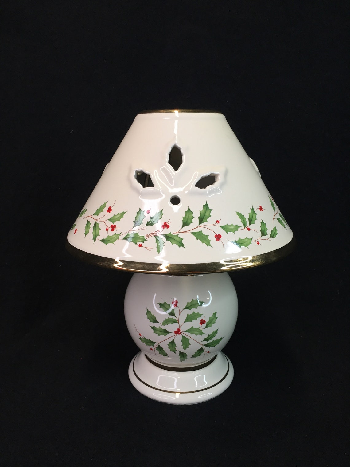 Lenox Tea Light Votive Lamp with Shade in the Holiday Pattern Etsy