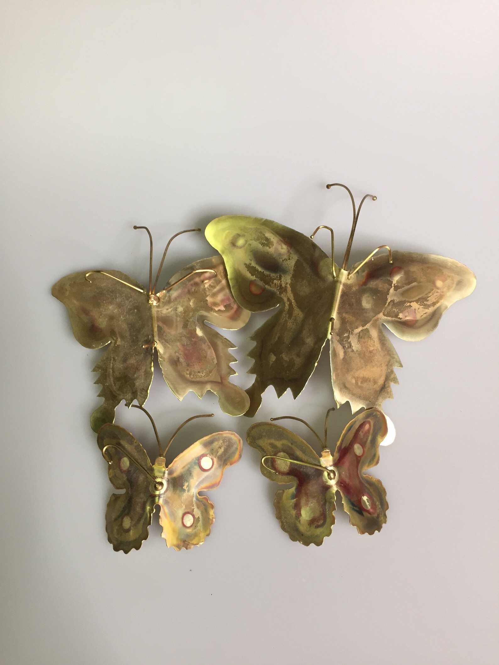 Vintage Set of 4 Gold Tone Metal Butterflies Wall Decor MCM Etsy