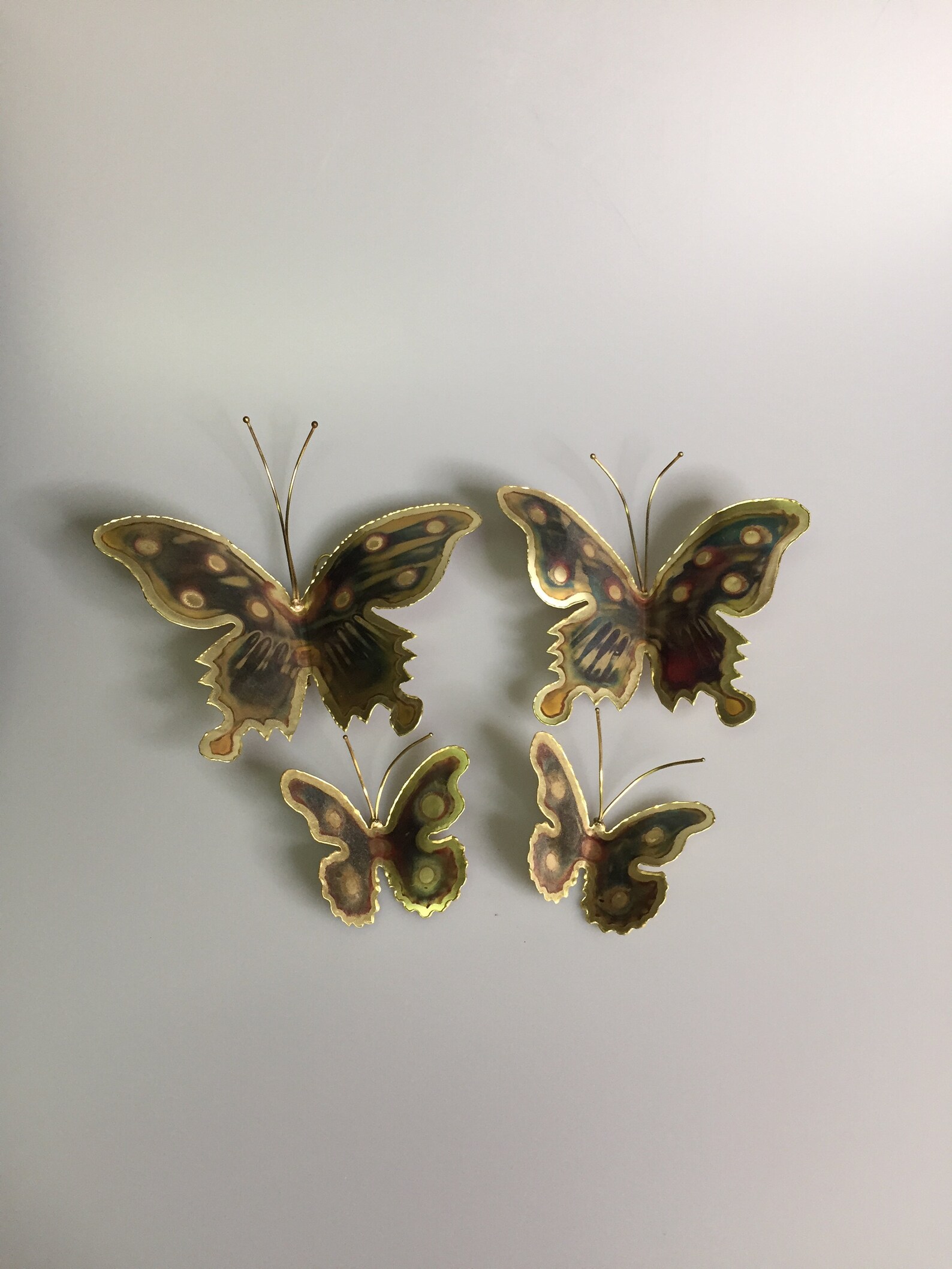 Vintage Set of 4 Gold Tone Metal Butterflies Wall Decor MCM Etsy