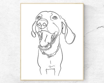 Custom Pet Line Drawing Portrait From Photo One Line Art Drawing Single Line Art Pet Sympathy Gift Pet Loss Gift DIGITAL DOWNLOAD