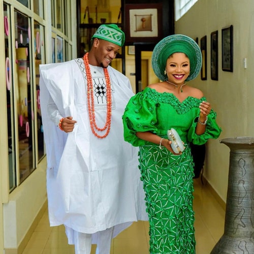 African Traditional Wedding Aso Oke Complete Set for Couple - Etsy