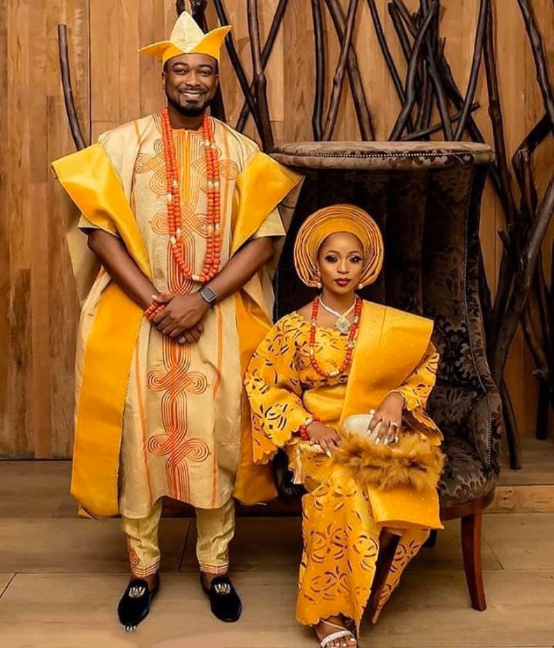 Traditional Wedding Aso Oke Outfits for Couple bride & Groom - Etsy