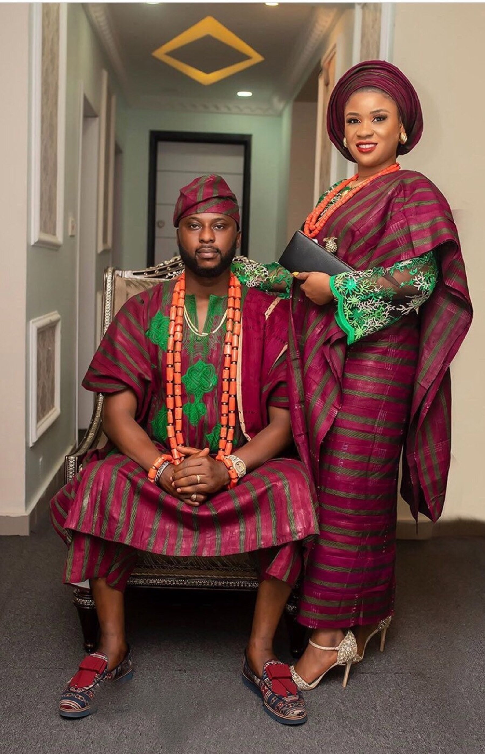 African Yoruba Traditional Wedding Aso Oke Complete Set for Etsy