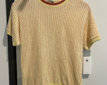 Jersey de punto trenzado de manga corta estilo rockabilly, vintage de los años 40/50