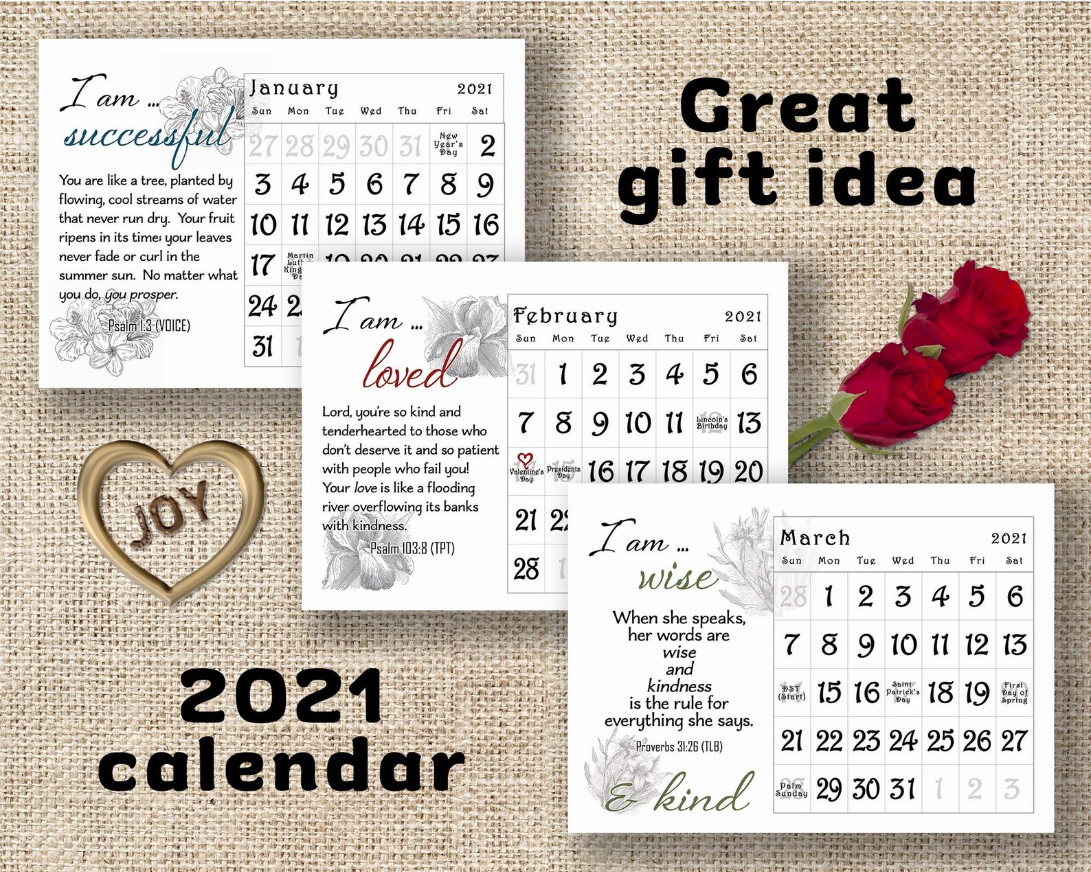 2021 Bible Verse Desk Calendar Spiral Bound 6wire Etsy