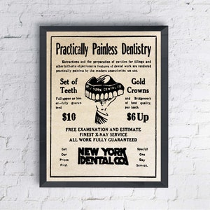Dentist Digital Poster | 1920s | INSTANT DOWNLOAD | Dentist Print, Dentist Art, Medical Art, Dentist Poster, Vintage Dentist