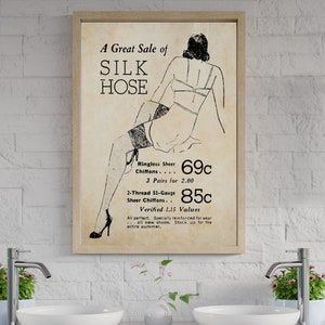 Vintage Women&#39;s Silk Hose Digital Poster | 1936 | INSTANT DOWNLOAD | Feminist Art, Womens Fashion, Feminist Poster, Retro Feminist Art