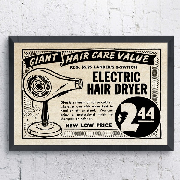 Hair Dryer Digital Poster | 1960s | INSTANT DOWNLOAD | Vintage Art, Beauty Parlor Print, Salon Art, Salon Poster, Salon Decor, Retro Poster