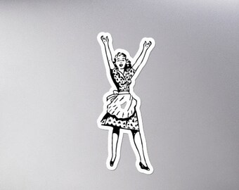 Retro Feminist Sticker | 1940s Woman, Laptop Decal