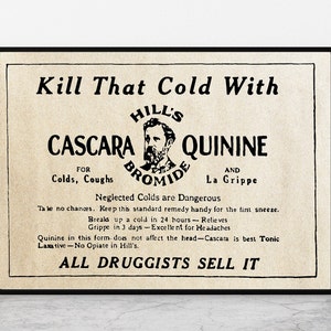 Vintage Quinine Digital Poster | 1921 | INSTANT DOWNLOAD | Medical Art, Doctor Poster, Pharmacy Poster, Medicine Poster, Vintage Art