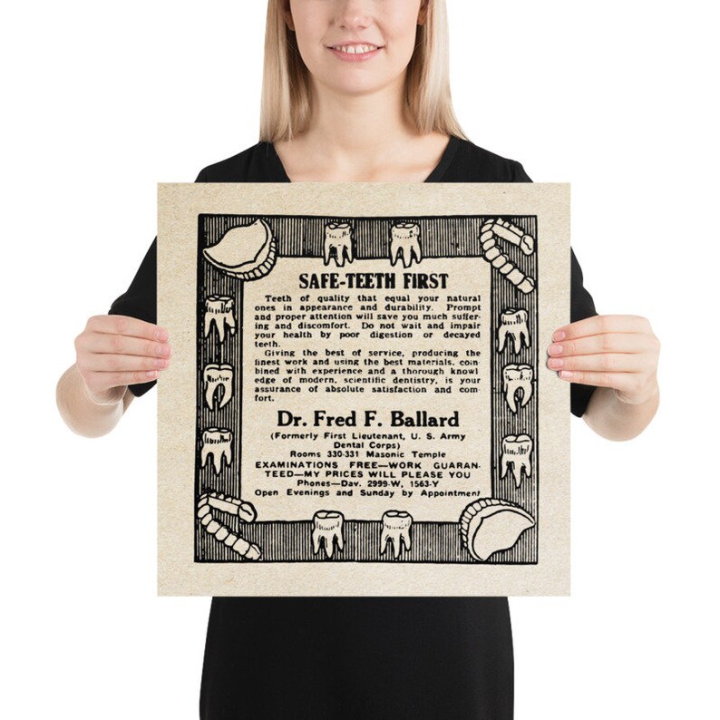 Vintage Dentist Digital Poster 1920 INSTANT DOWNLOAD Etsy