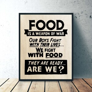 Vintage WWII Digital Poster | 1944 | INSTANT DOWNLOAD | Kitchen Decor, Vintage Food Poster, Wartime Poster, Historical Poster, Cooking Art