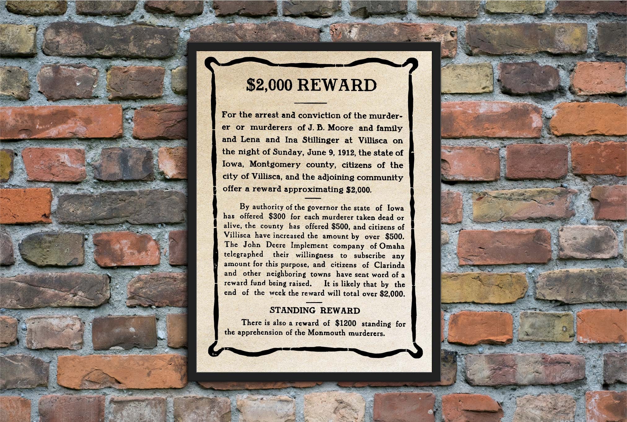Villisca Axe Murder Digital Poster 1912 INSTANT DOWNLOAD True Crime Poster Murder Print