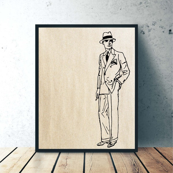 Vintage Men's Fashion Digital Poster | 1926 | INSTANT DOWNLOAD | Vintage Fashion, Suit Poster, Vintage Art, 1920s art, 1920s decor