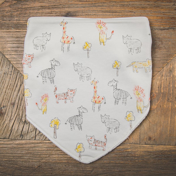 Bib bib with bandana for newborn / newborn 100% organic cotton with animals