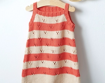 Sommerkleid für Baby Baby Baby Baby Kleid aus reiner Baumwolle handgefertigt an der Strickwaage 3 -24 Monate