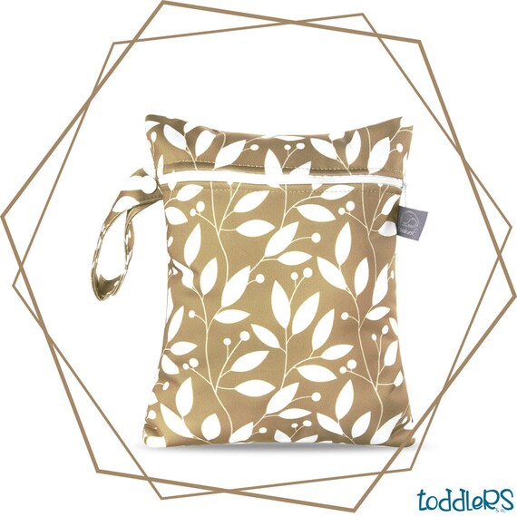 Diaper bag sacchetto impermeabile con doppia chiusura lampo per pannolini, costumi bagnati e asciutti, small 18x25 cm (oro)