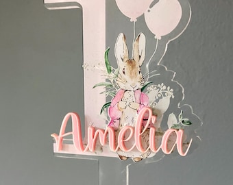 Birthday cake topper, personalised 1st birthday acrylic cake topper, first birthday decoration