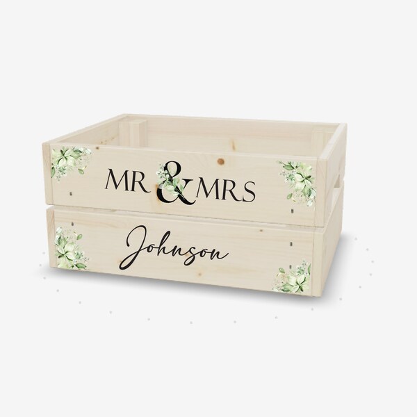Personalised Wedding Crate, Personalised Wooden Wedding Crate, Wooden Wedding Box, Wedding Gift, Wedding Decor, Wedding keepsake box
