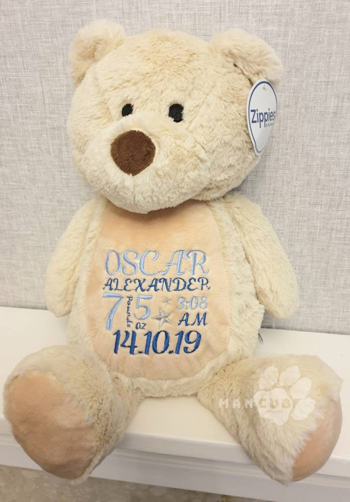 New Baby Teddy Bear Birth Announcement Embroidered Teddy Etsy UK